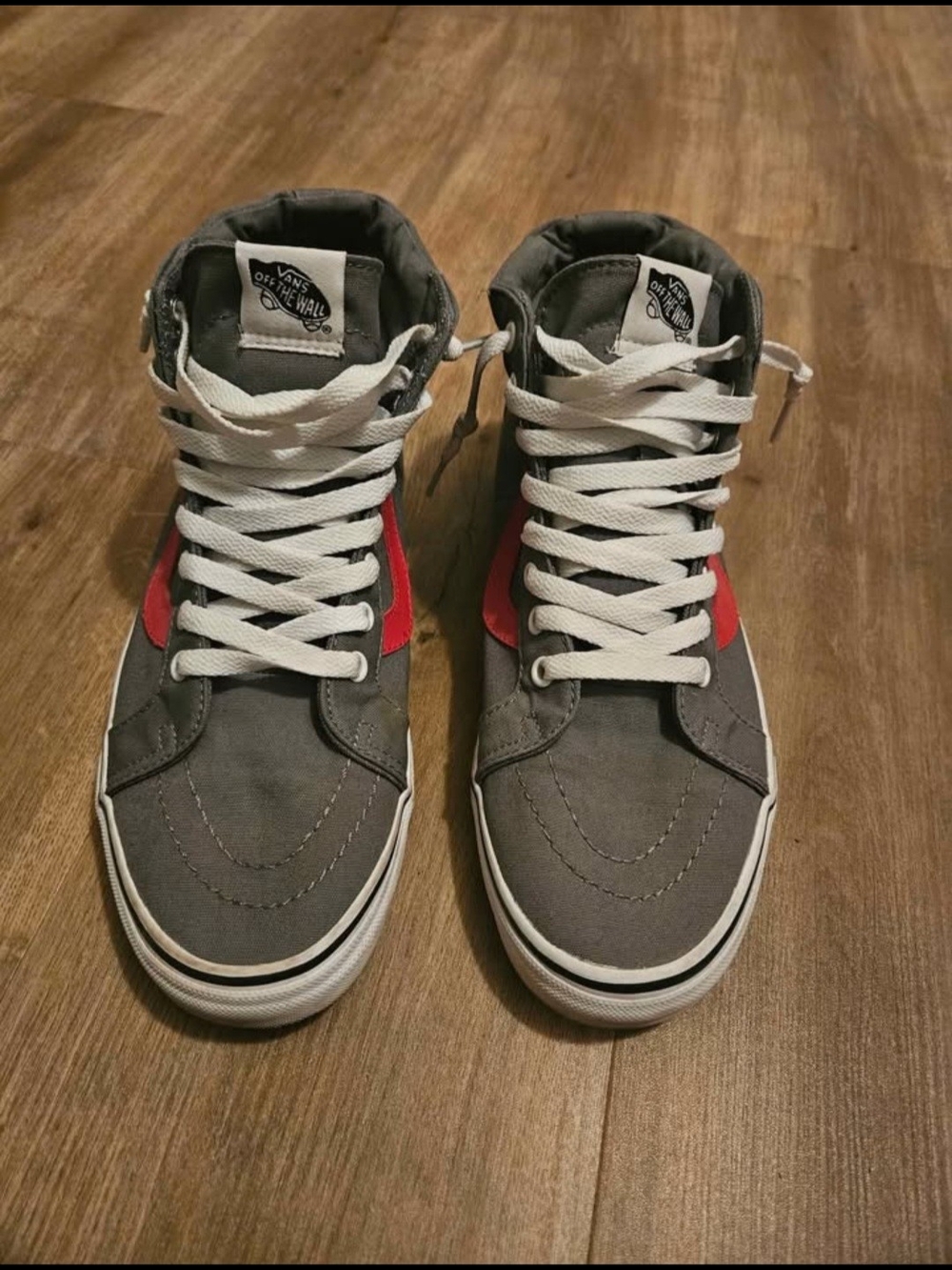 Vans High Top Sneakers in Gray with Red Accent